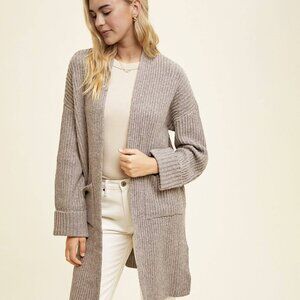 Brushed Ribbed Knit Long Cardigan